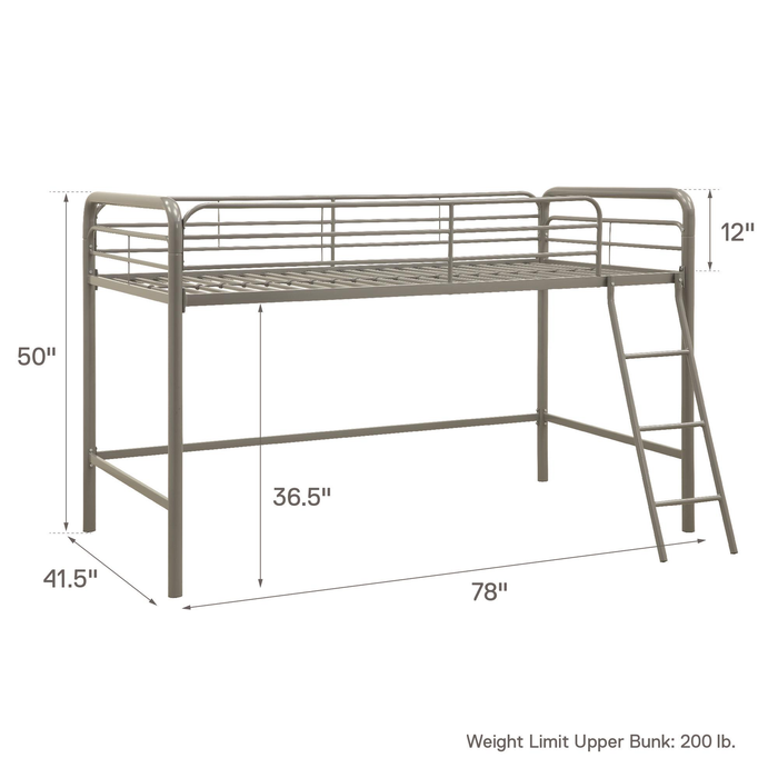 DHP Junior Metal Loft Bed, Silver