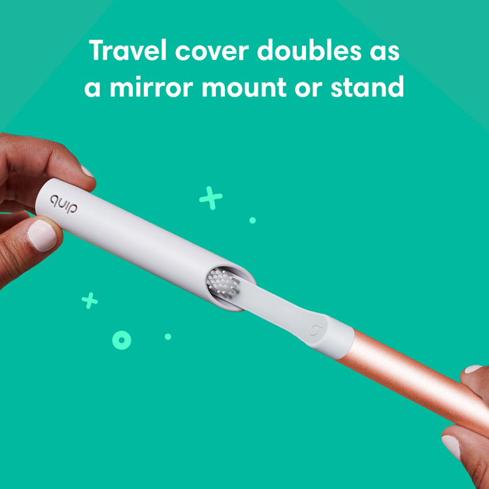 Quip Electric Toothbrush, Built-In Timer + Travel Case, Silver Metal