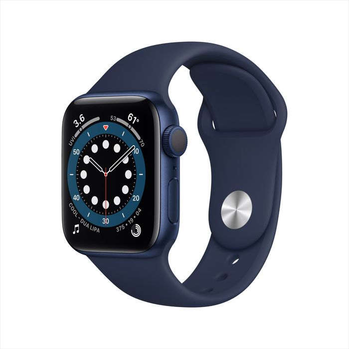 Apple Watch Series 6 GPS, 40mm Blue Aluminum Case with Deep Navy Sport Band - Regular