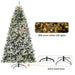 HOMCOM 4.5/6/7.5/9ft Snow Flocked Fake Christmas Tree with Branches LED Warm White Light for Holiday Decoration, Green