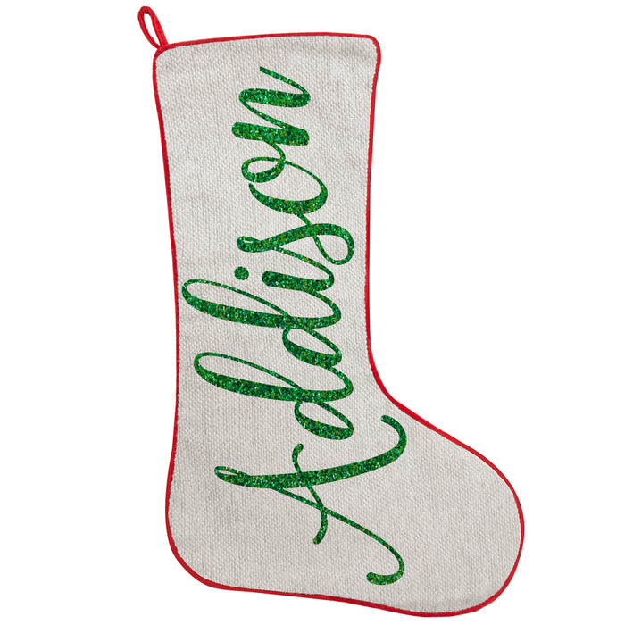 Personalized Swirl Name Christmas Stocking - 4 Colors Available
