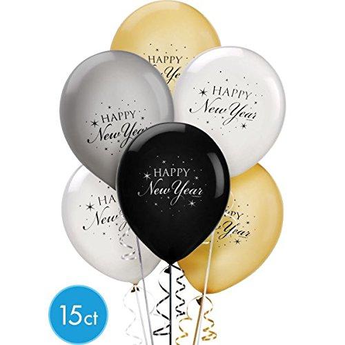 Happy New Year 12&#34; Latex Balloons (15 Count) - New Year Eve Party Supplies