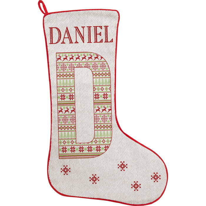 Personalized Initial Christmas Stocking - Available in 3 Patterns