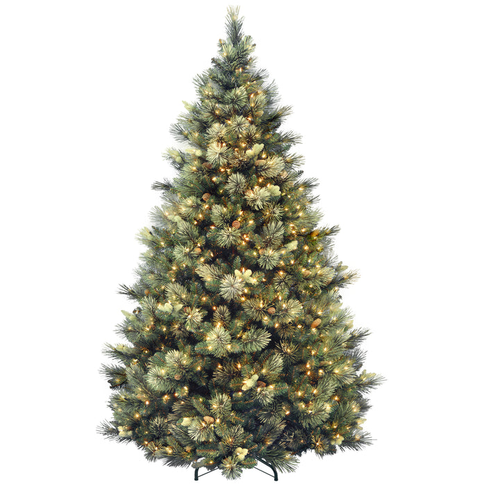 7.5ft. Carolina Pine Hinged Tree with 86 Flocked Cones and 750 Clear Lights