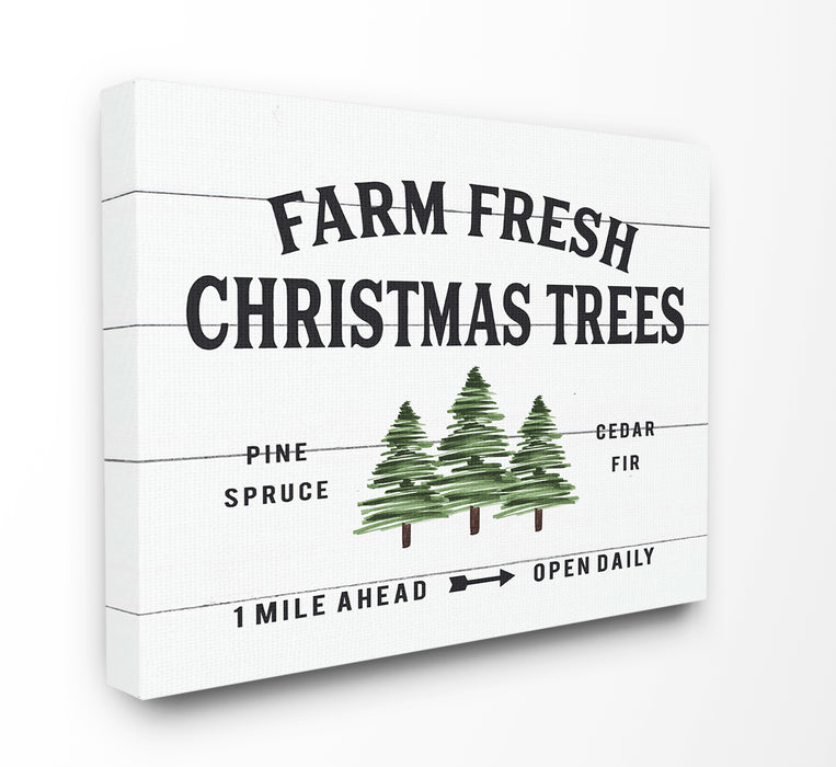 The Stupell Home Decor Collection White Planked Look Holiday Farm Fresh Christmas Trees Spruce and Fir Stretched Canvas Wall Art, 16 x 1.5 x 20