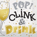 Pop, Clink, & Drink New Years Eve Paper Cocktail Napkins, 5in, 16ct
