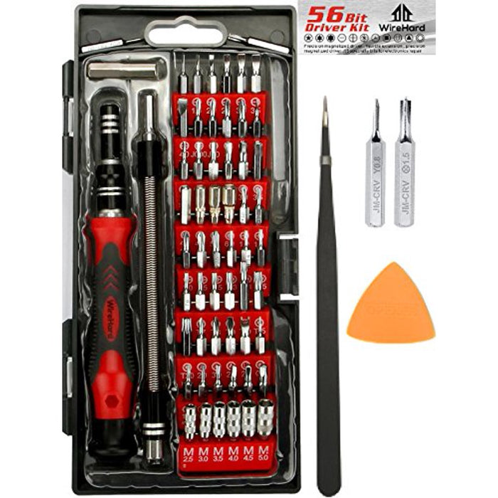 WIREHARD 62 in 1 Precision Screwdriver Set - Repair Tool Kit - Magnetic Steel Specialty Bits FOR iPhone X, 8, 7 & Below - Android Phone - MacBook - Computer - Tablet - Xbox - PlayStation - Electronics