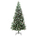 HOMCM 5/6/7ft Artificial Snow-Flocked Pine Tree Holiday Home Christmas Decoration with Red Berries, Automatic Open