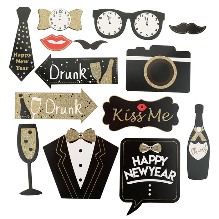 36Pcs Happy New Year'S Eve Party Supplies Masks Photo Booth Props