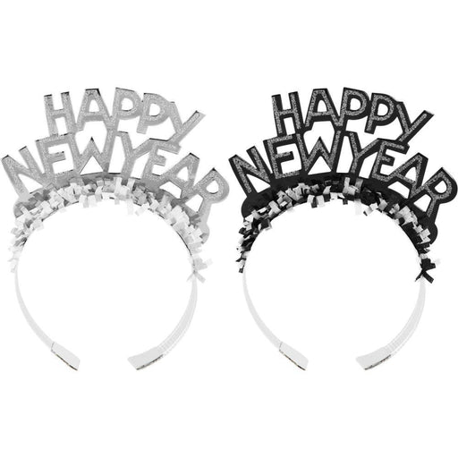 Creative Converting New Year'S Eve Black And Silver Foil Glitter Tiaras