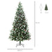 HOMCM 5/6/7ft Artificial Snow-Flocked Pine Tree Holiday Home Christmas Decoration with Red Berries, Automatic Open
