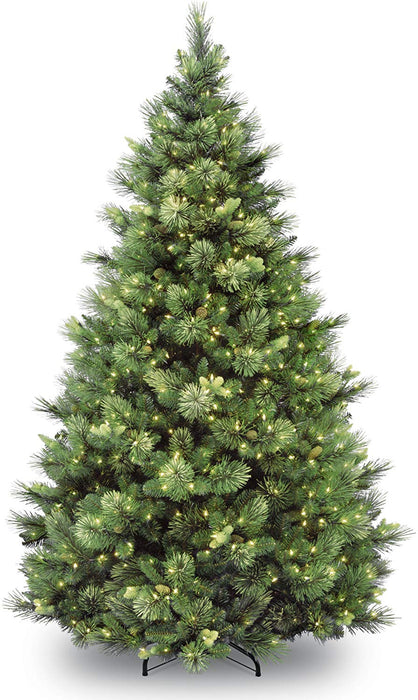 7.5ft. Carolina Pine Hinged Tree with 86 Flocked Cones and 750 Clear Lights