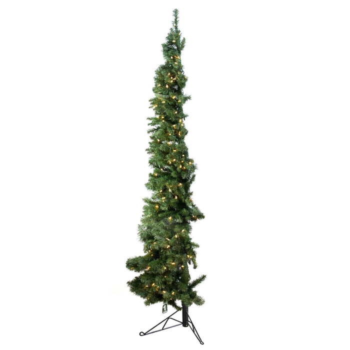 Home Heritage 7 Foot Prelit Artificial Corner Christmas Tree with Stand