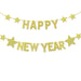 OUNONA Happy New Year Bunting Banner Glitter Party Banner Garland with String Hanging New Year Eve Party Decoration Supplies