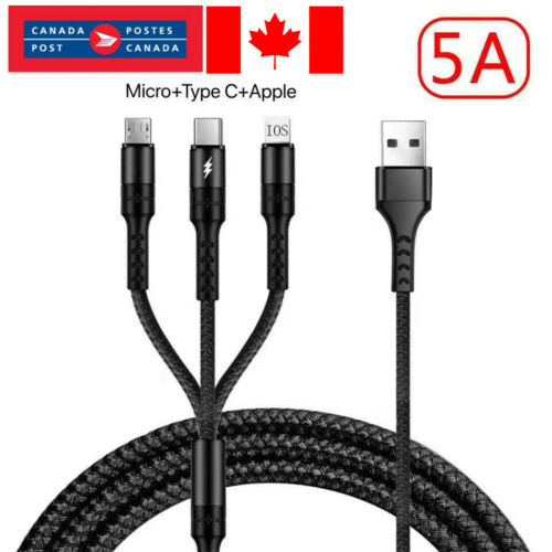 3in1 USB Charging Charger Phone Type C Lightning Cable for iPhone Samsung